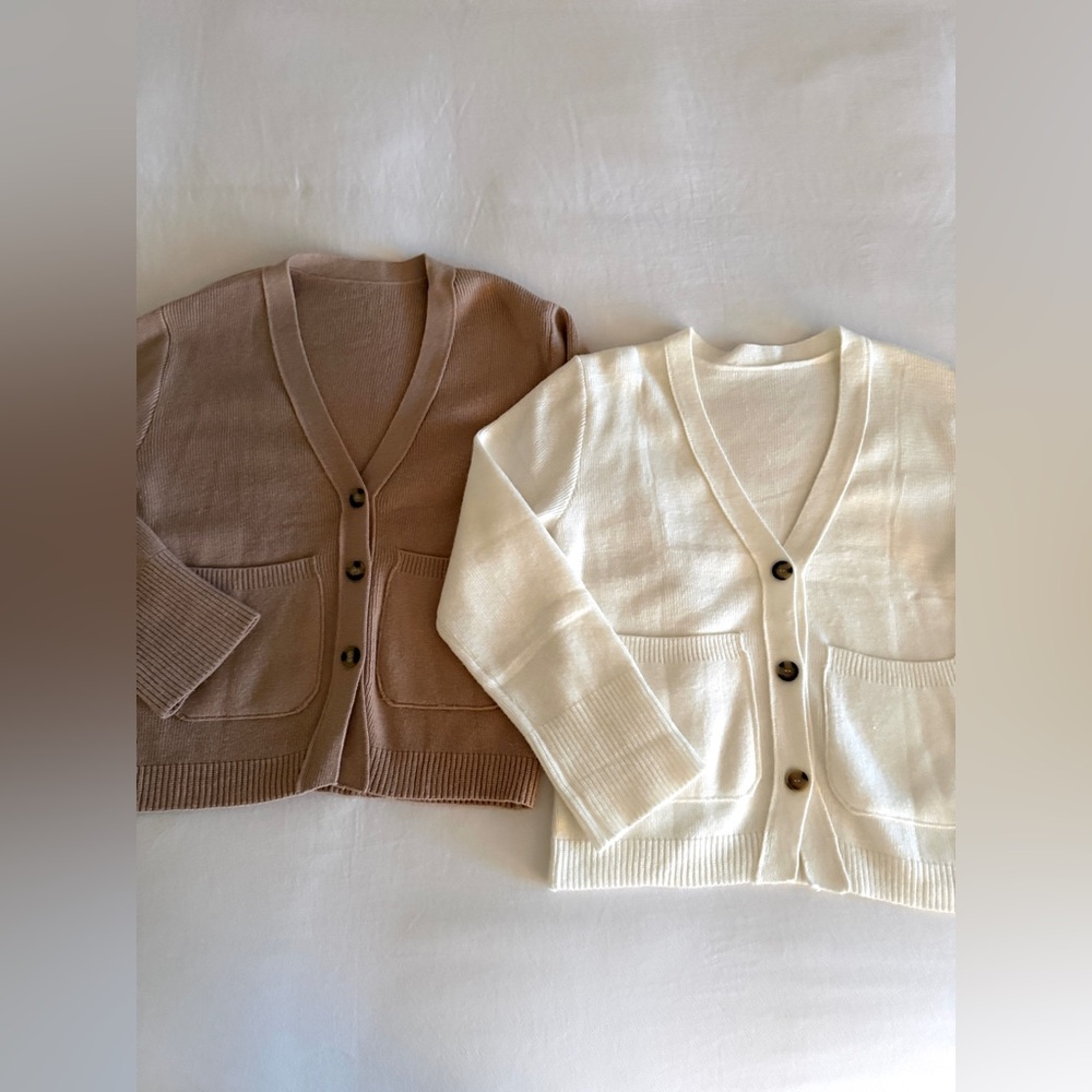 Amazon Women's Cardigan Set - Cream and Tan